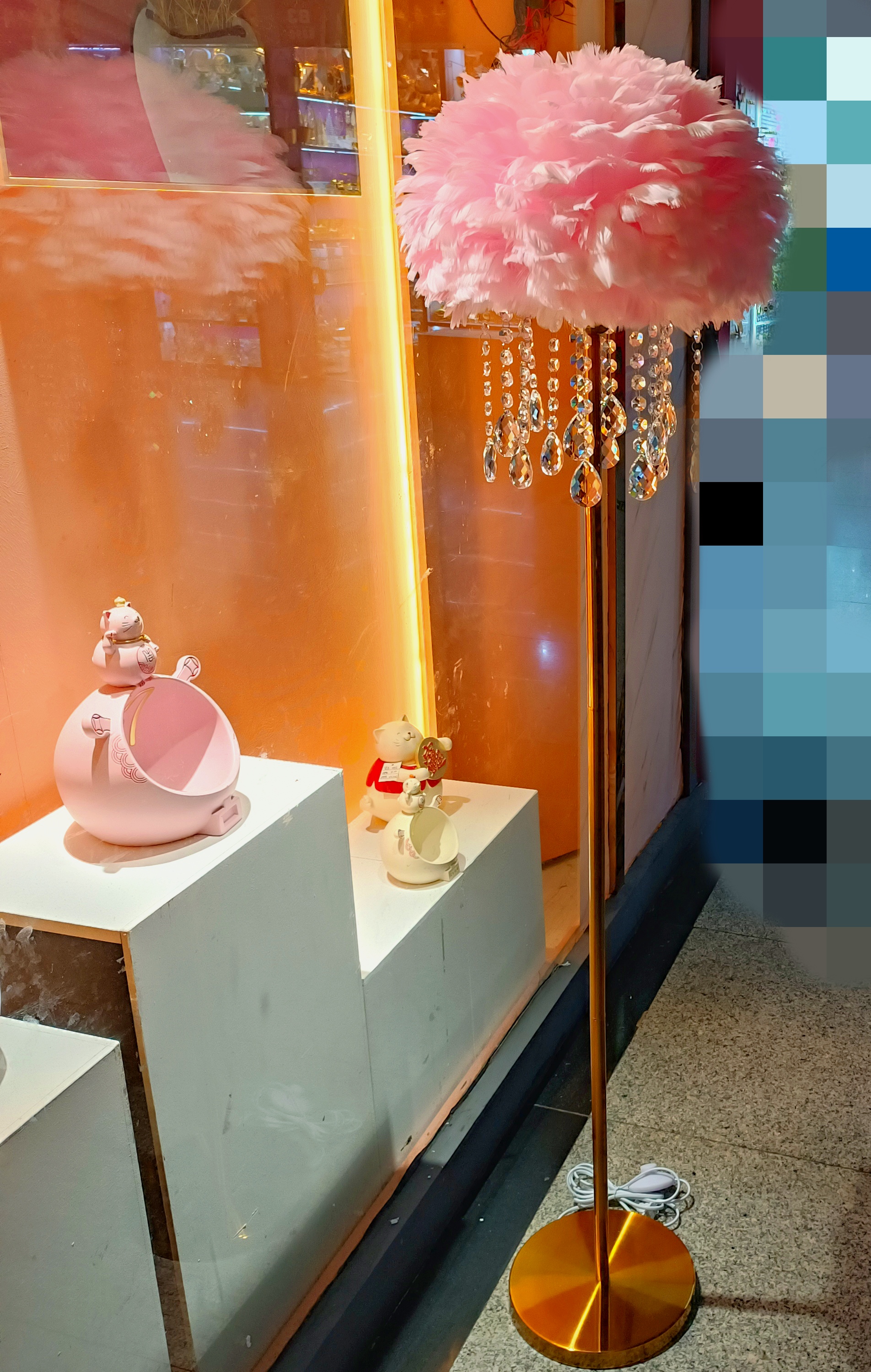 跨境专供羽毛落地灯客厅卧室床头氛围灯ins风北欧餐厅led落地台灯详情2