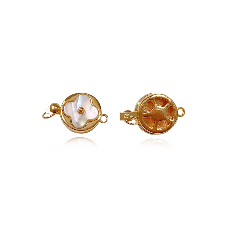14k gold-plated copper with real gold diy pearl bracelet, pin buckle, seawater shell stick button, necklace spring clip buckle pic 3