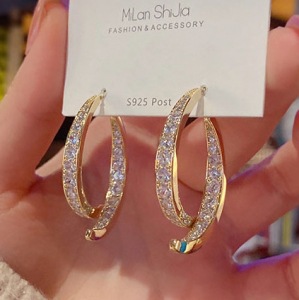 S925银针韩国新款复古风字母款多样蝴蝶结女珍珠正方菠萝耳钉耳饰详情27