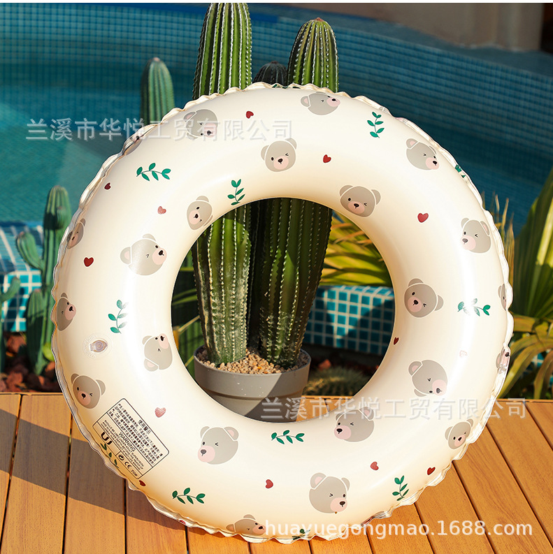 24新款卡通印花游泳圈小熊儿童宝宝充气腋下圈成人兔子泳圈批发详情8