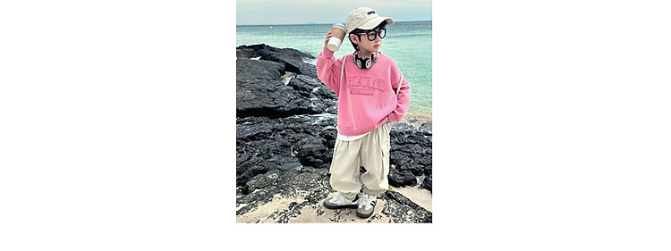 男童卫衣秋装2024新款儿童春秋款粉色长袖上衣男孩秋季宽松帅气潮详情4