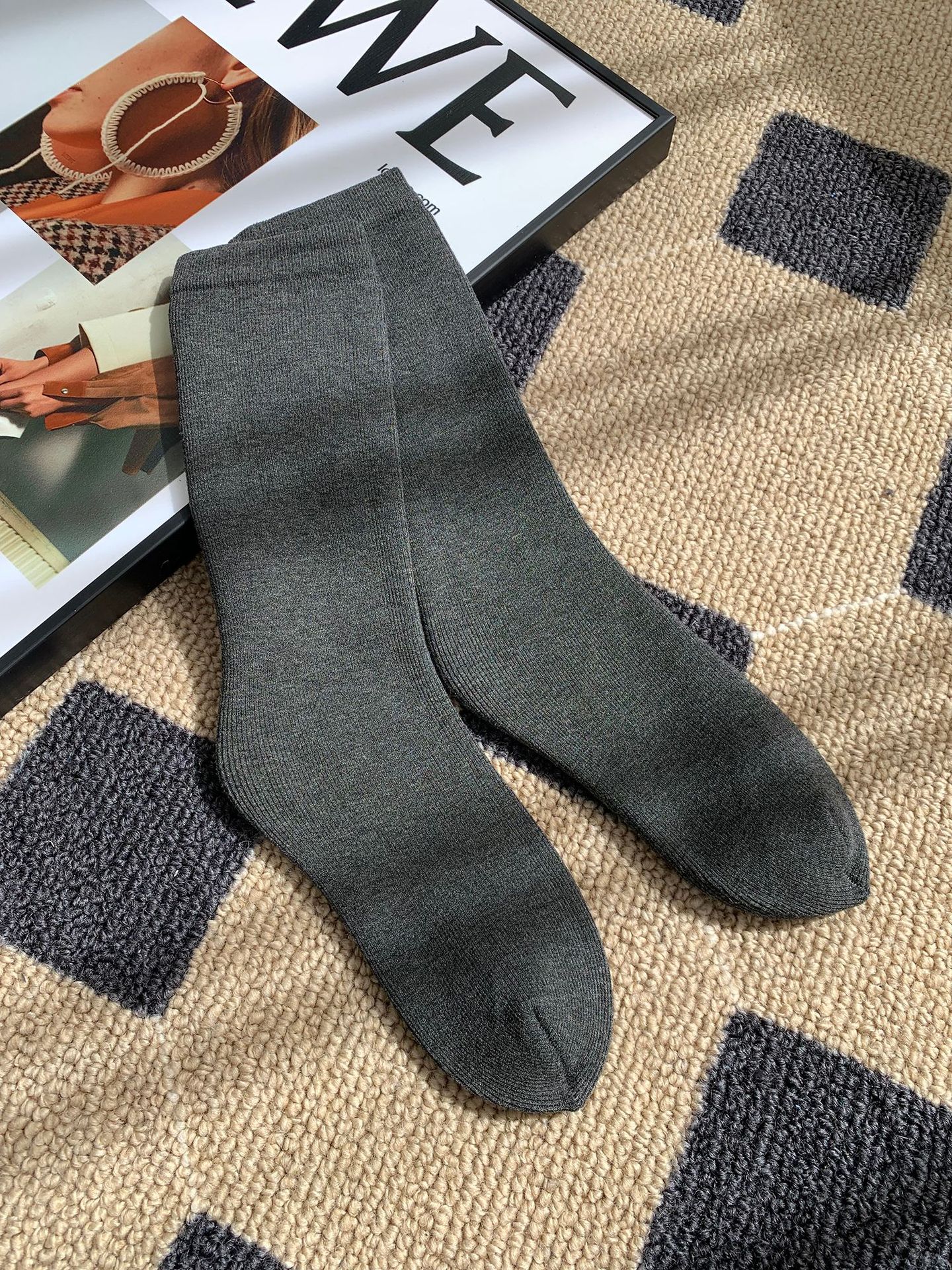Unisex couple style fleece and thickened warm snow socks, mid-length home cotton socks, postpartum socks, floor socks pic 43