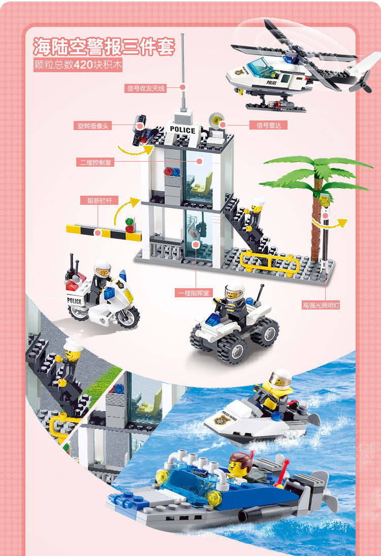 Compatible con lego smart city water police police series pequeñas partículas grandes ensamblado niños puzzle juguetes de cumpleaños pic 9