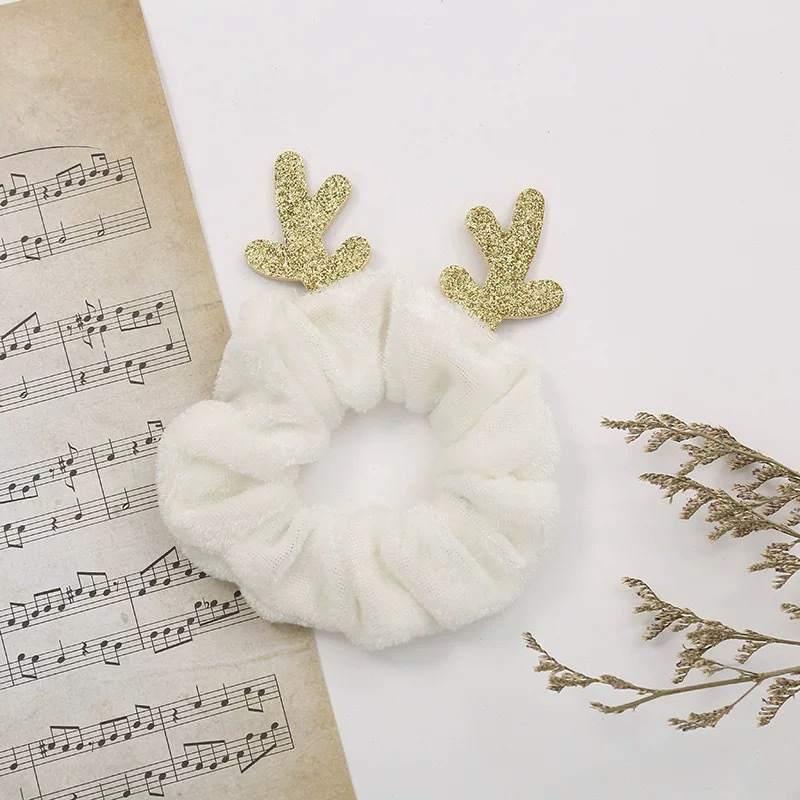 少女网红马尾可爱简约气质圣诞款鹿角头绳发绳扎头发皮筋大肠发圈详情8