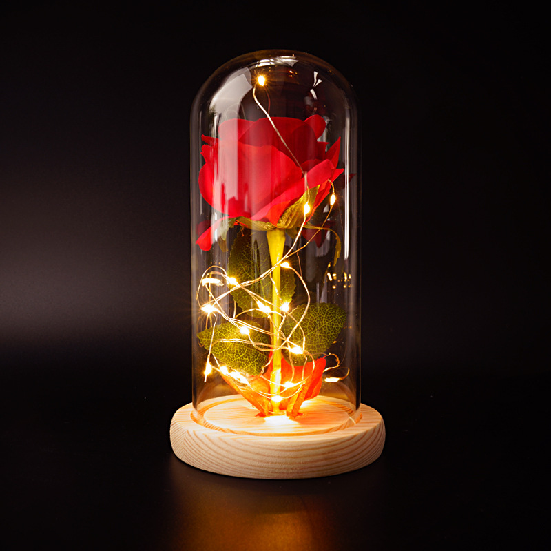 跨境爆品24k金箔玫瑰花玻璃罩LED灯情人节礼物积分换购节庆礼品详情4