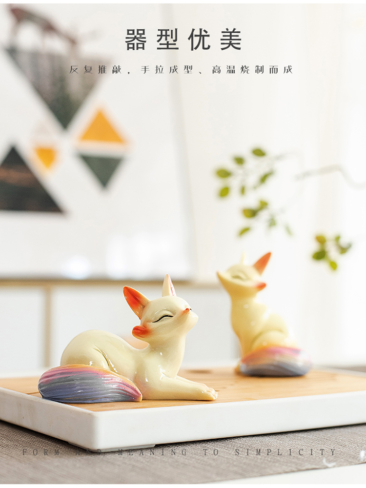 The color-changing little fox, panda and rabbit tea pet can be raised for tea play, office, home, tea table and tea pet decoration pic 10