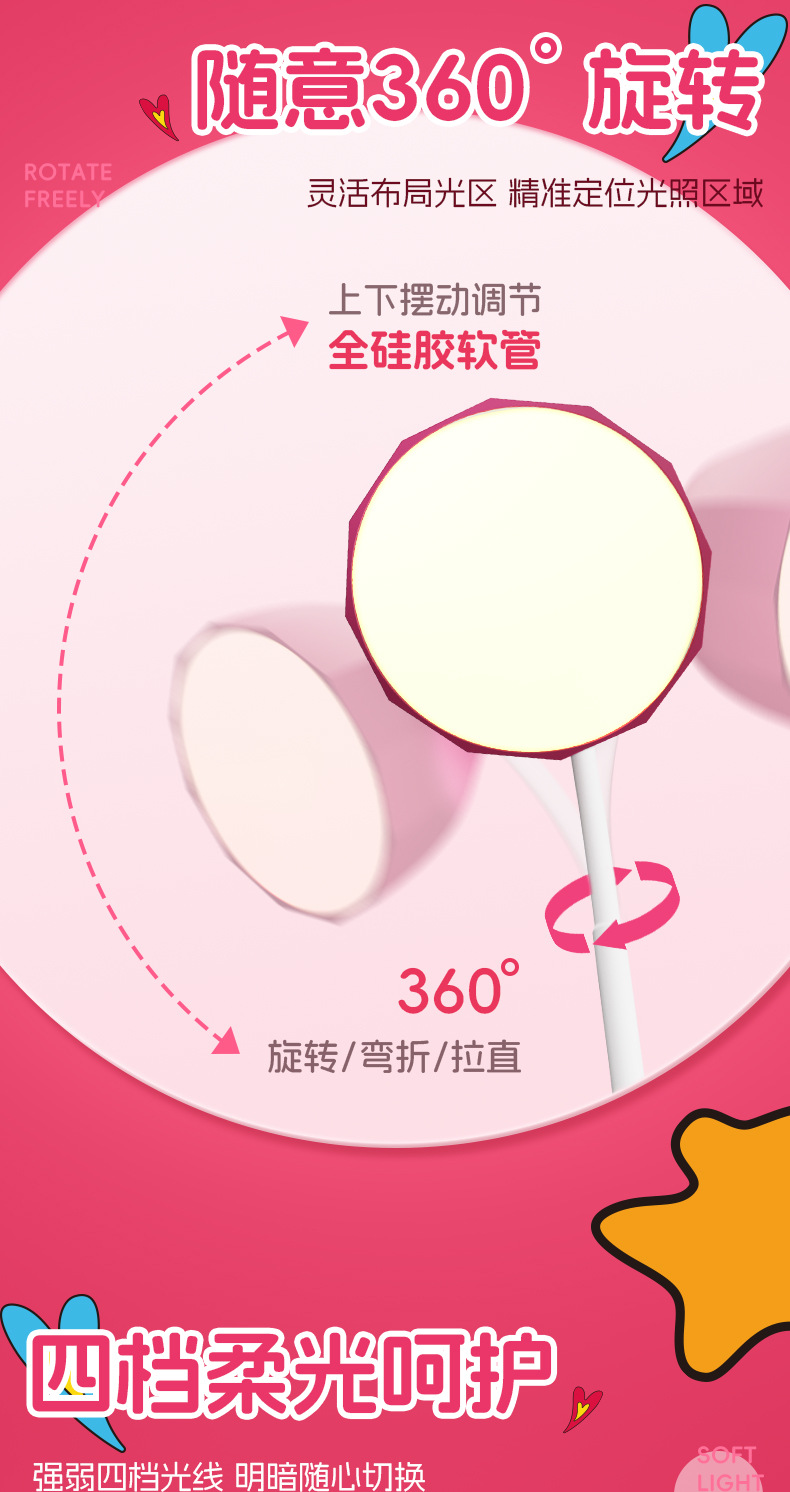 Hot-selling genuine Strawberry Bear study desk lamp, bedroom bedside cartoon atmosphere lamp, desktop reading lamp pic 3