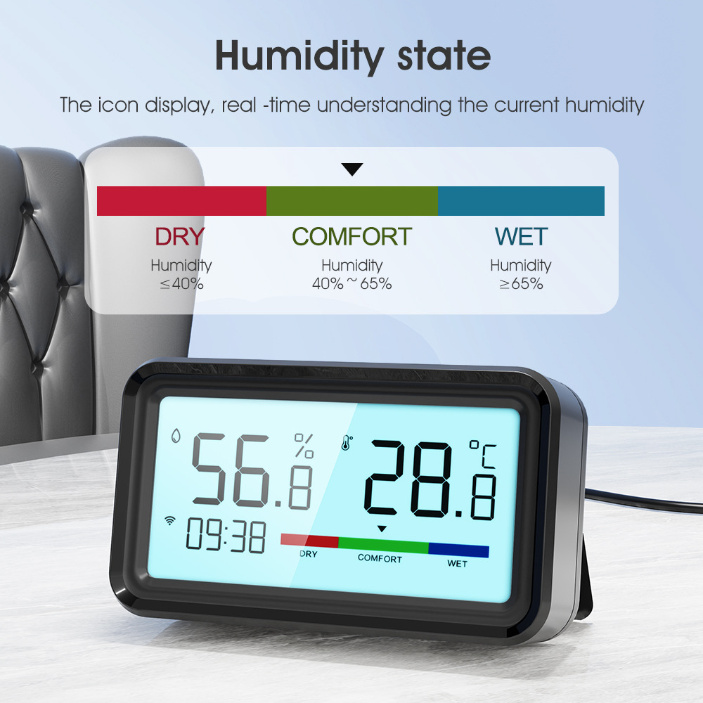 Tuya Smart Home WiFi/zigbee temperature and humidity sensor with time wireless electronic thermometer detection pic 9