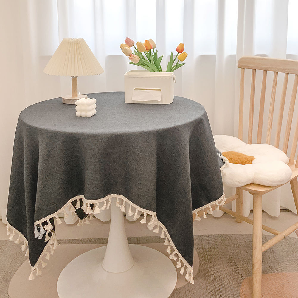 日式流苏棉麻桌布ins风小清新书桌装饰布氛围感圆桌茶几餐桌台布详情10