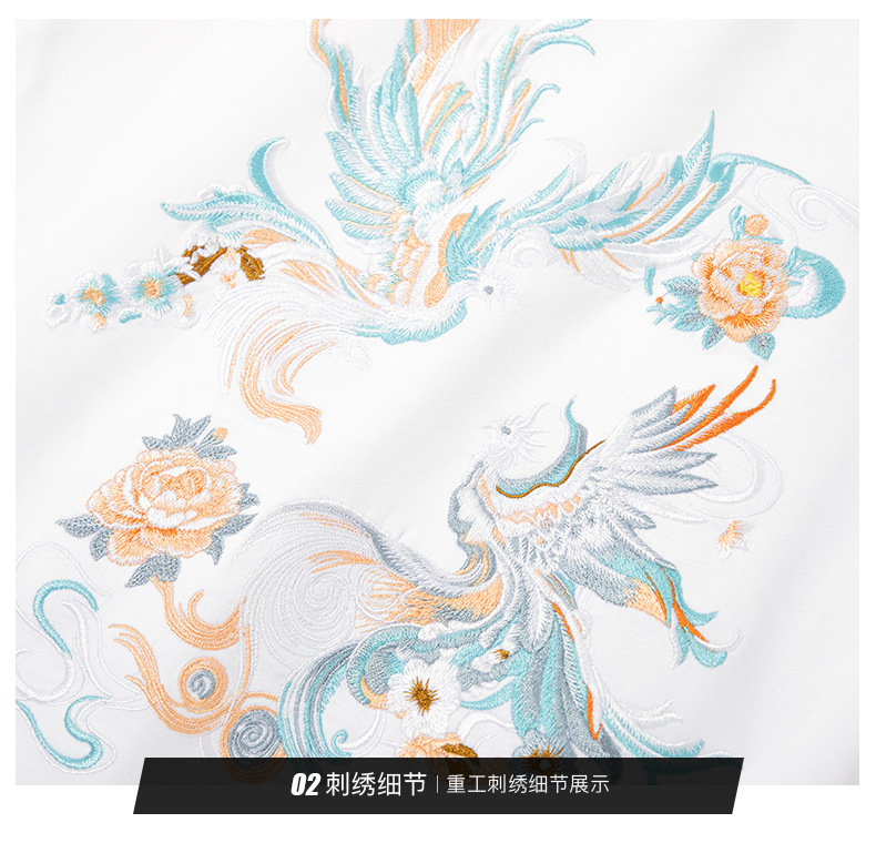 2025新款中国风凤凰绣花T恤男纯棉半袖t恤国潮原创宽松百搭圆领短详情17
