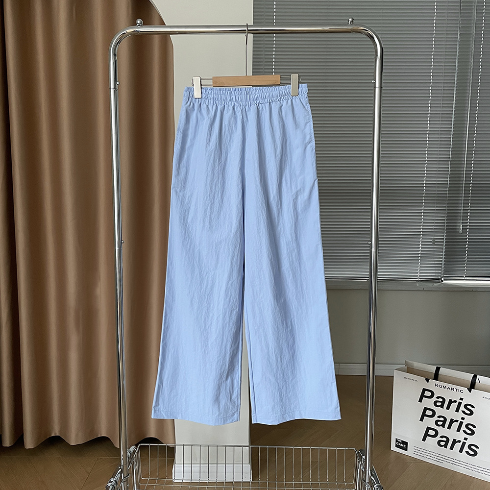 子川蓝色系清凉垂感工装裤女2024夏季新款松紧腰百搭直筒长裤8656详情44