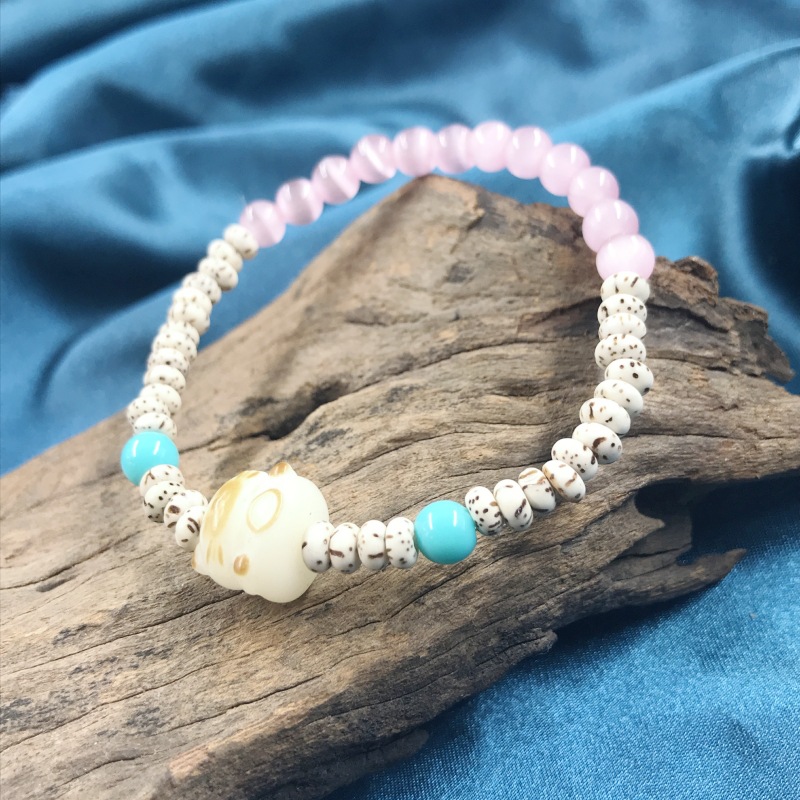 Mini Star and moon Bodhi seed bracelet, Shoushan charcoal-burned cat artistic and retro double and single loop bracelet and jewelry wholesale pic 16