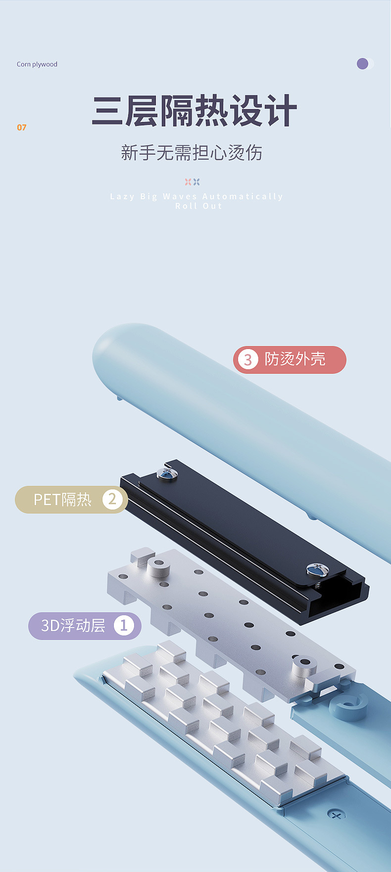 VTT Cross-border Corn Hair Straightener, a must-have for fluffy and high skull top, Corn Hair straightener, Hair straightener in Chinese and English versions pic 15