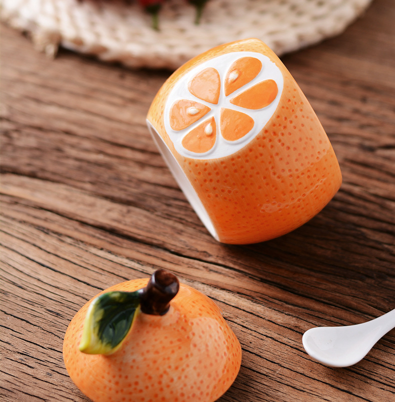 Creative Japanese kitchenware, orange ceramic seasoning bottles and jars, seasoning jars, seasoning boxes, spice jars, salt jars pic 51