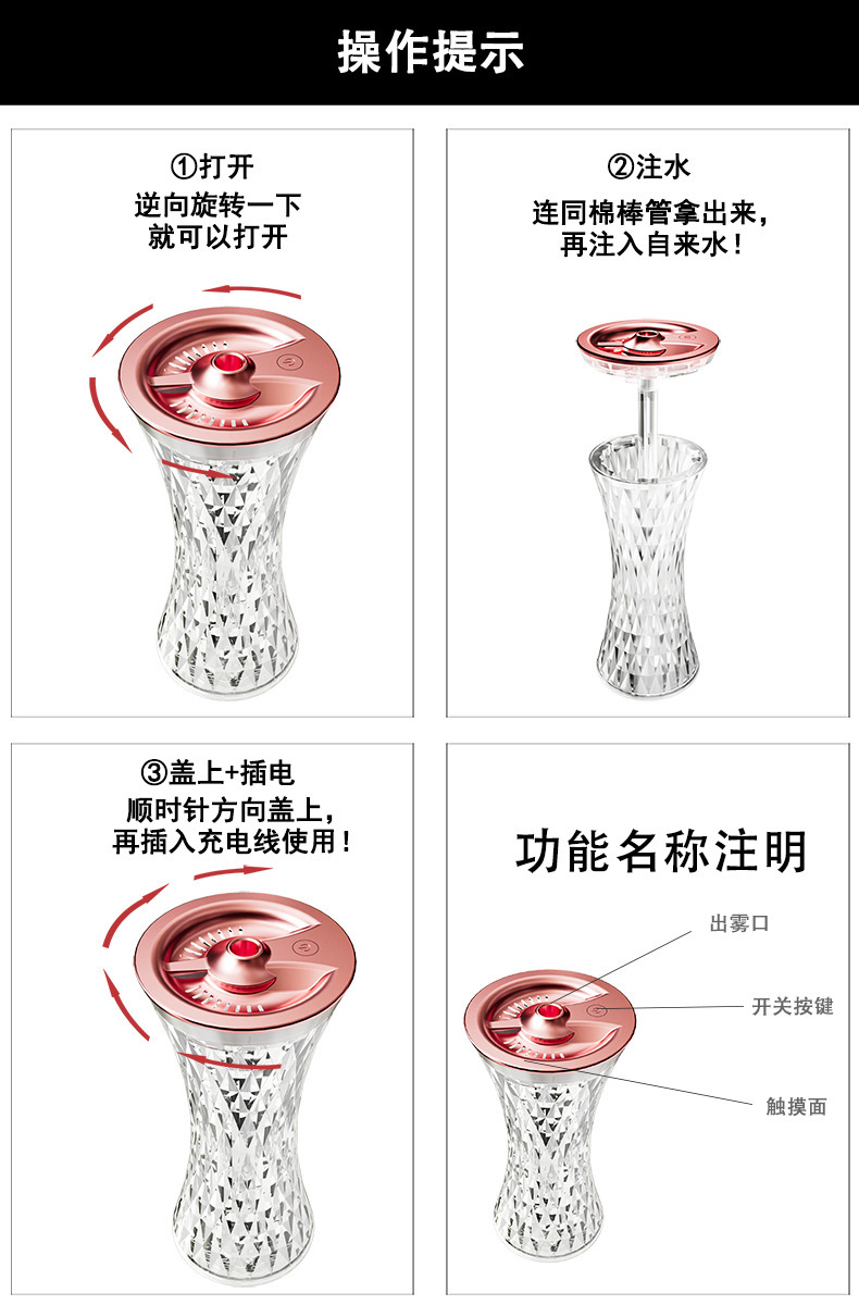 Creative Little Waist humidifier, ambient light, bedroom home desk lamp, Bar Night light, aroma diffuser, humidifier pic 16