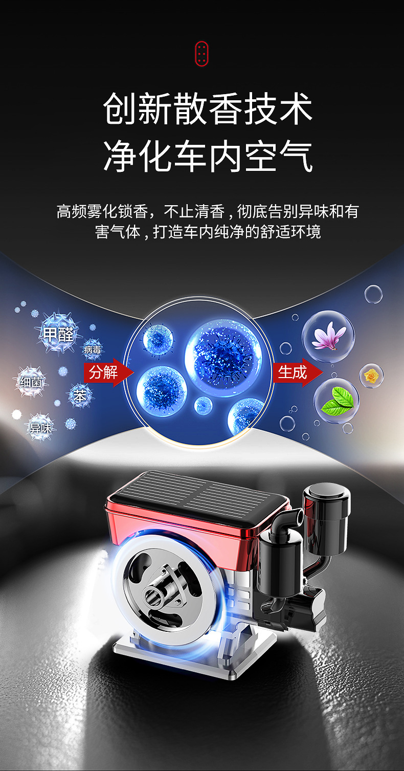 跨境 汽车香薰车载香水太阳能摆件车用清新香氛车载香薰持久留香详情8