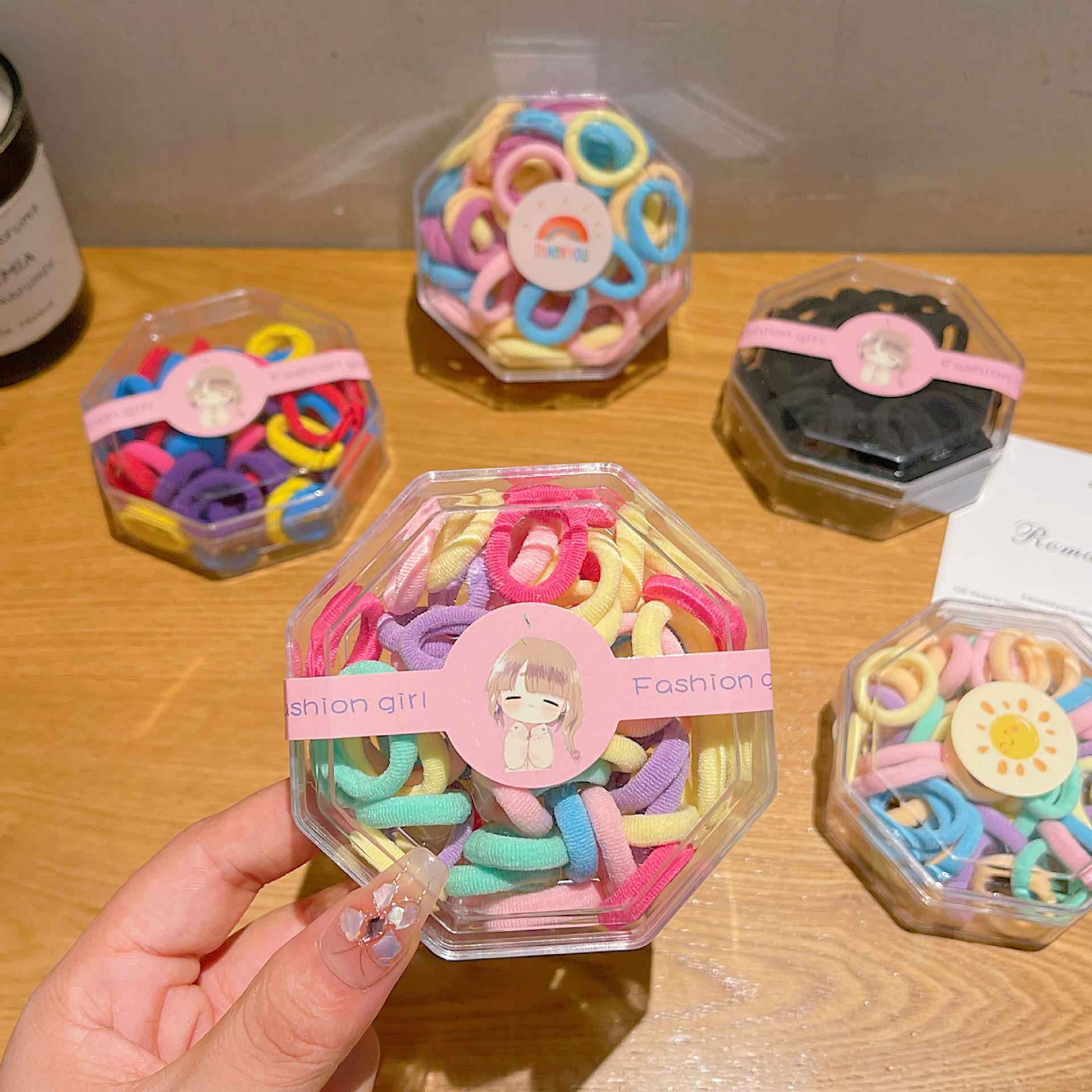 不伤发 儿童 皮筋弹性好发圈拇指扎头发女童头绳女黑色儿童橡皮筋详情8