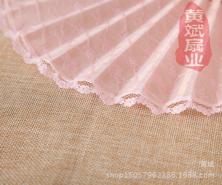 复古精品女士和扇 贝壳扇 大刀扇 礼品扇 双层黑蕾丝花边扇子详情11