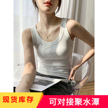 网红短款黑色打底螺纹吊带背心女夏季内搭无袖设计感外穿上衣潮详情7