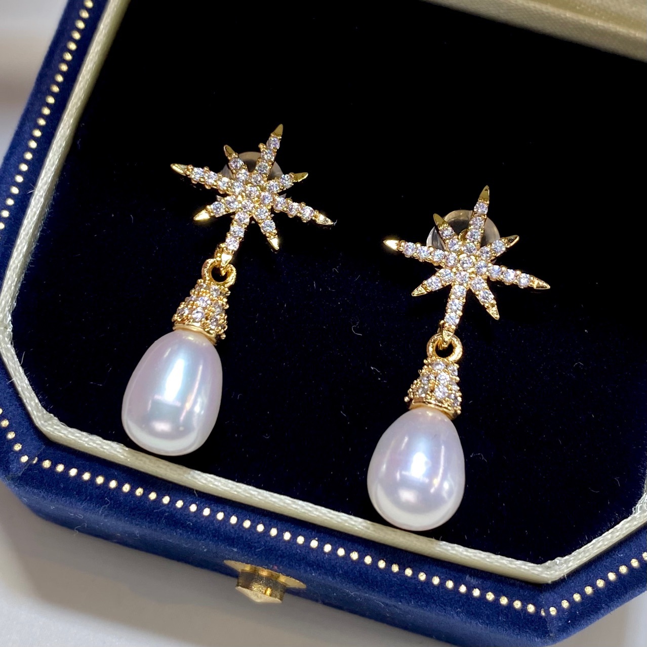 轻奢天然淡水极光珍珠女耳坠 18K注金小众简约复古设计感耳坠耳钉详情4