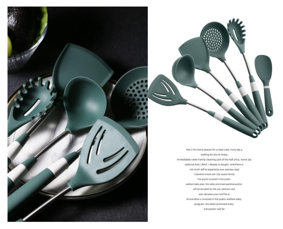 Non-stick pan silicone spatula, cooking spatula, high-temperature resistant household stainless steel kitchenware special pot protection silicone spatula, rice spoon pic 2