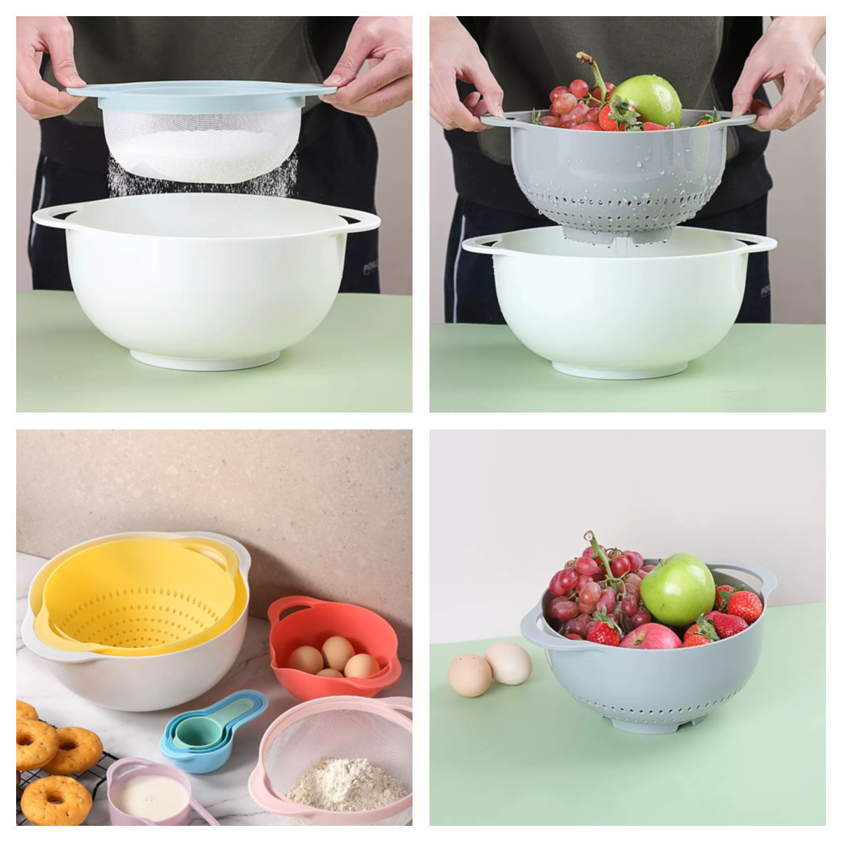 PP Rainbow Plate Measuring Spoon Measuring Cup Set 8-piece Rainbow Kitchenware Bowl Multi-functional Baking Tool Set pic 3