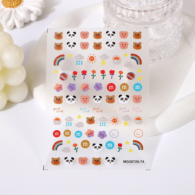 玫瑰美甲日系带胶贴花美甲款热卖可爱多芭胺卡通百搭背胶指甲贴纸详情8