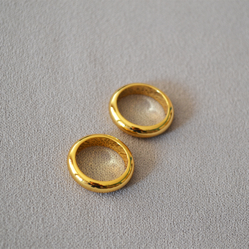 French Celi cold style, simple and fashionable, versatile, layered band, plain surface, aperture, brass gold-plated ring, index finger ring for girls pic 7