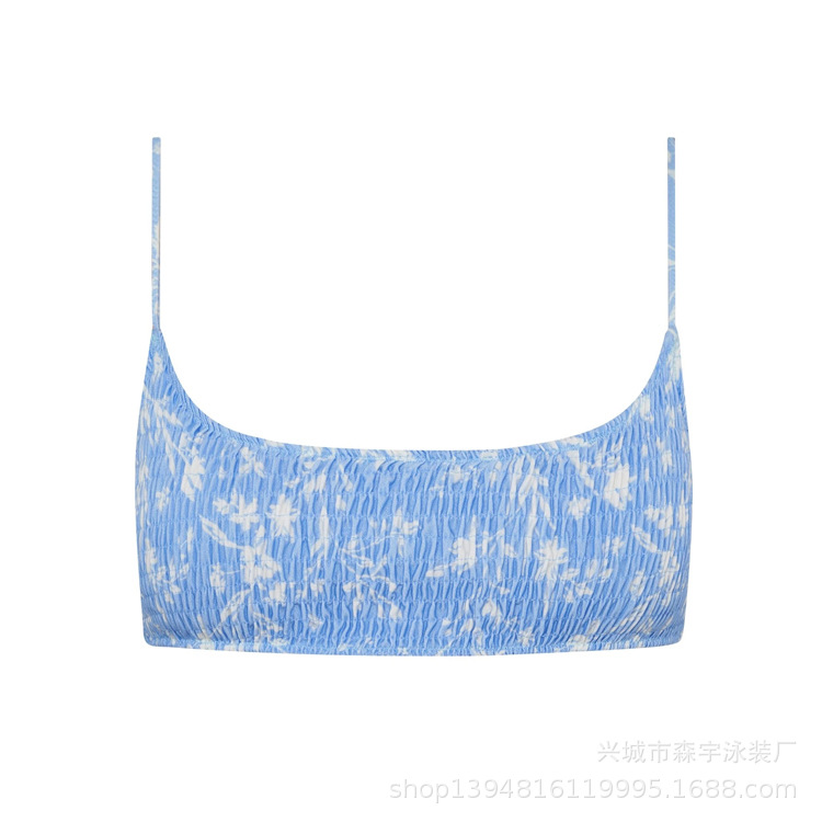 The 11-color INS triangular double-sided swimsuit with strapless and pleated designs from Europe and America has swept the new bikini style pic 59