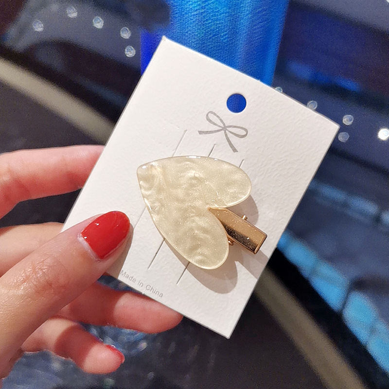 发夹定制日韩系大爱心发夹 少女可爱刘海边夹亚克力百搭夹发饰夹详情3