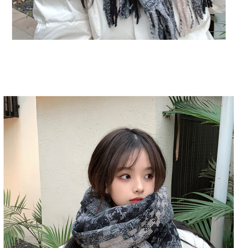 2024新品秋冬氛围感格纹流苏保暖围巾男女情侣加厚长款围脖礼物详情18