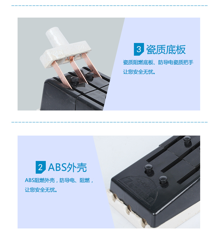 Black shell with fuse copper flame-retardant knife switch, open household load switch, ceramic base knife switch pic 13