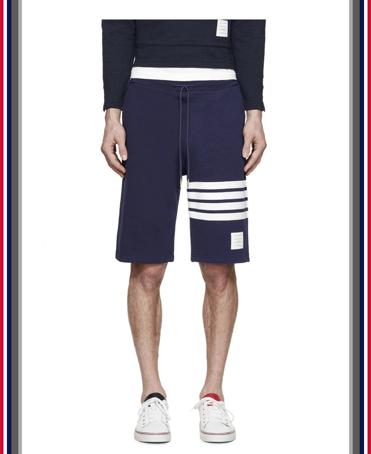 TB teñido teñido cuatro barras rayas moda hombre verano moda pantalones de algodón moda marca pantalones medios pantalones deportivos pantalones casuales hombres pic 9