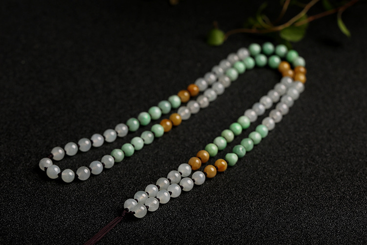 Natural premium jadeite A-grade round beads 5mm woven necklace rope round bead pendant hanging rope jadeite bead chain pic 14