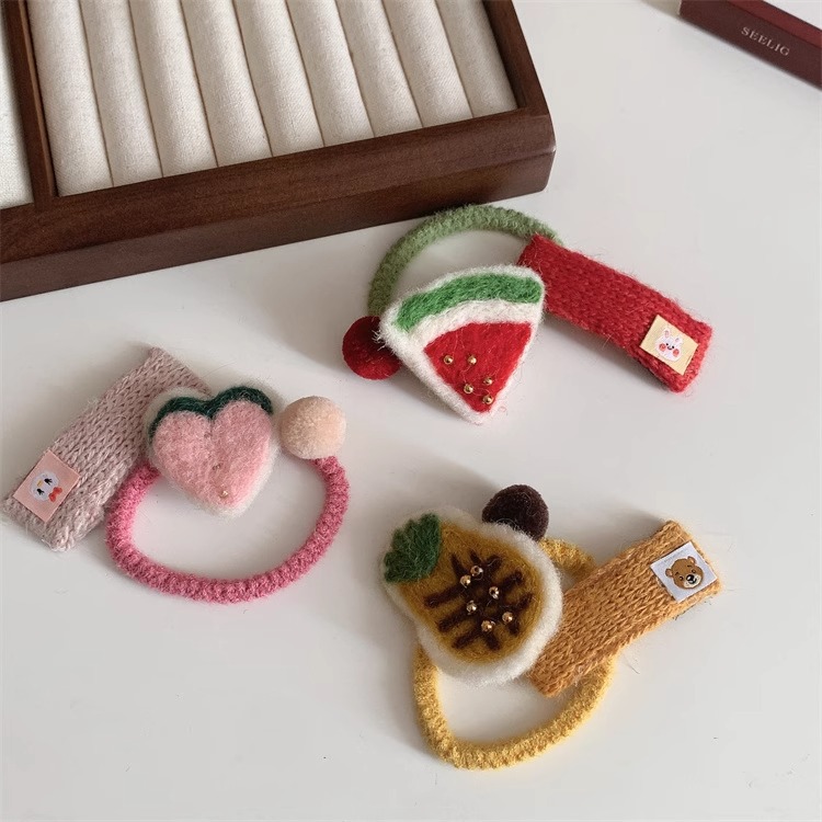 Autumn and winter fruit felt, sweet hair bands, headbands, headwear, cute and simple rubber band hair ties, bb hair clips, edge hair accessories, for women pic 11