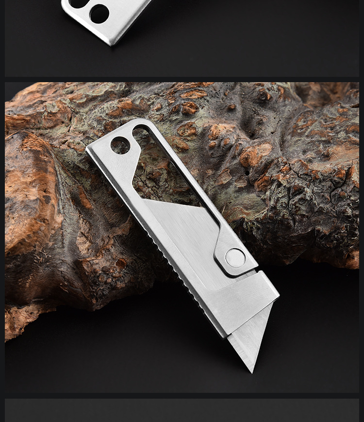 Stainless steel folding utility knife, wallpaper knife, multi-functional paper cutting knife, express delivery knife, student handmade knife pic 14