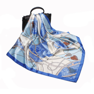 大方巾90cm女士礼品丝巾春秋新款围巾 缎面仿真丝印花大披肩批发详情14