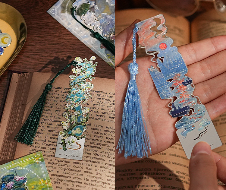 Encounter Van Gogh series oil painting hollowed-out metal bookmarks, retro, high-end and exquisite bookmark souvenirs, student gifts pic 11