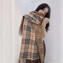 韩版秋冬季加厚女士格子围巾长款保暖仿羊绒流苏围巾披肩厂家批发详情32