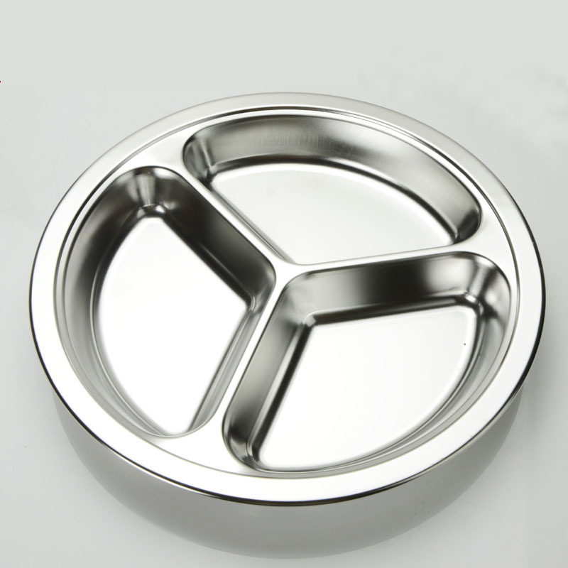 304 stainless steel fast food plate, square compartment lunch box with lid for the cafeteria, custom LOGO, thickened student plate pic 25