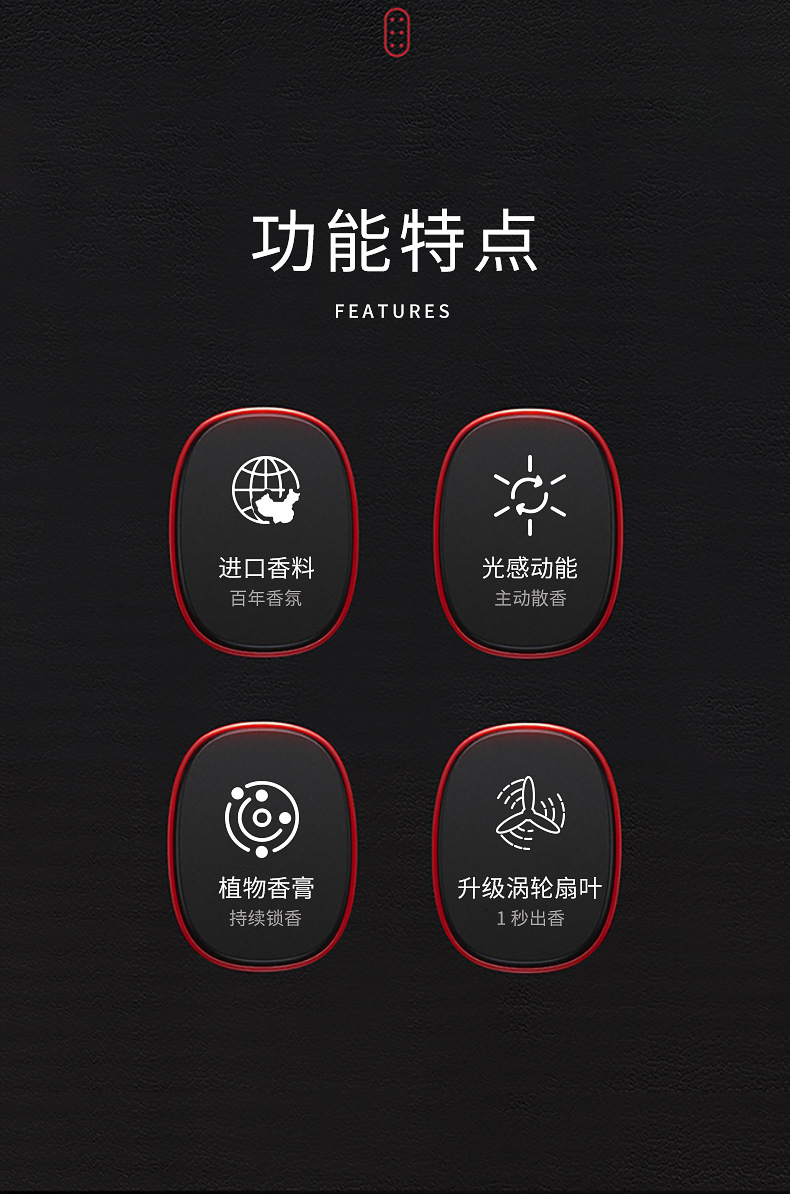 跨境 汽车香薰车载香水太阳能摆件车用清新香氛车载香薰持久留香详情2