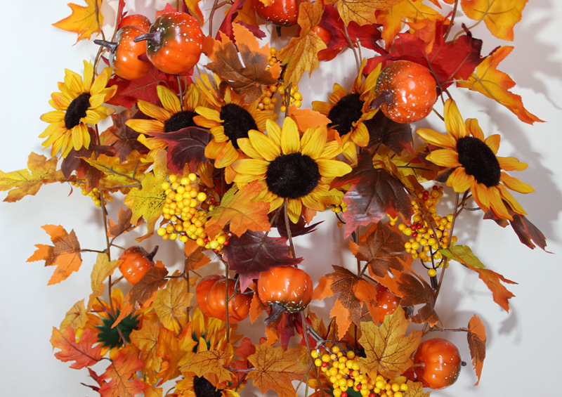Desheng American country-style Thanksgiving and Halloween simulation pumpkin, autumn leaves, Canadian autumn maple leaves, rattan pic 6