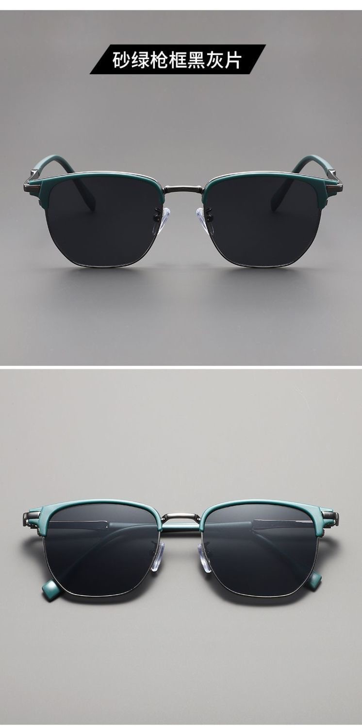 New retro, versatile sunglasses for daily use, UV protection, artistic, individualistic, refined semi-framed, and niche ins sunglasses pic 12