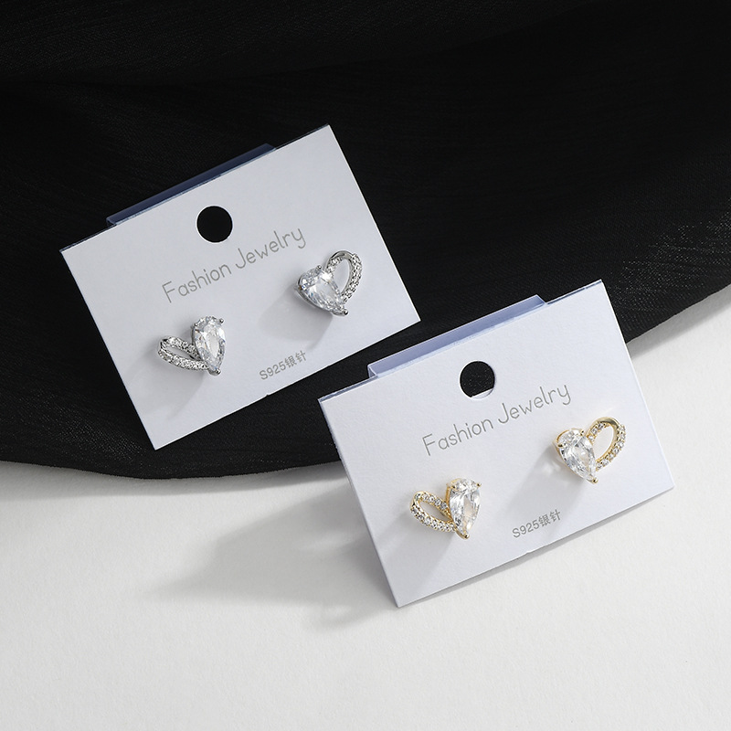 韩国东大门气质耳钉女S925银针小众设计感爱心耳饰品简约百搭耳坠详情2