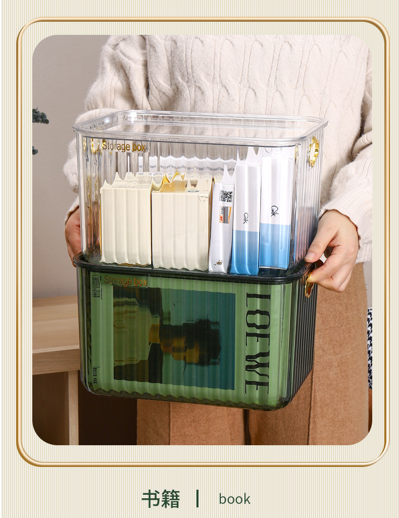 化妆品收纳盒亚克力桌面梳妆台面膜口红护肤品杂物整理透明收纳筐详情24