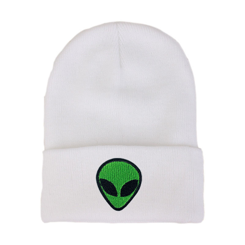 Amazon European-style alien embroidery street knitted hat, autumn and winter outdoor ghost head warm woolen hat pic 2
