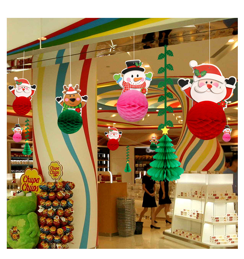 圣诞节蜂窝球拉旗装饰用品店铺场景布置道具蜂窝吊球拉花吊饰挂饰详情10