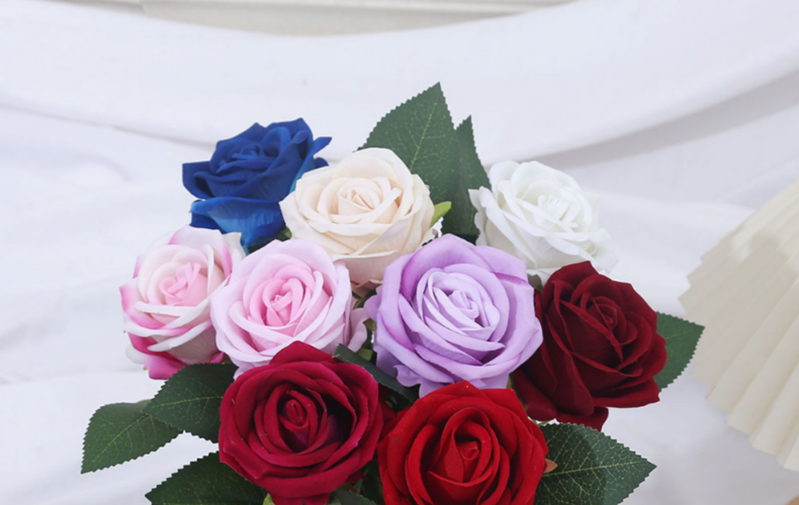 单支手感绒布仿真玫瑰花玫瑰瀑布情人节婚礼花束插花花墙装饰假花详情30