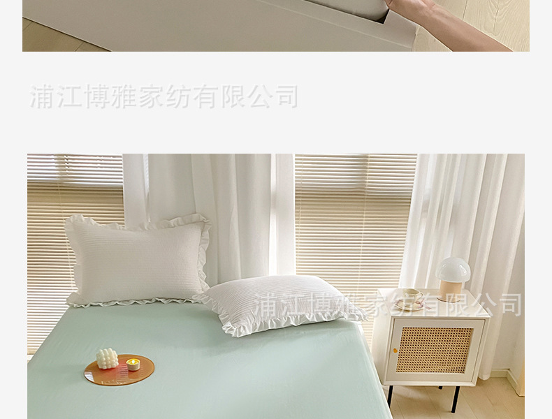 High-quality, simple cartoon ins pure cotton solid color embroidered bed covers, pure cotton mattress protective covers, bedspreads, single item wholesale pic 16