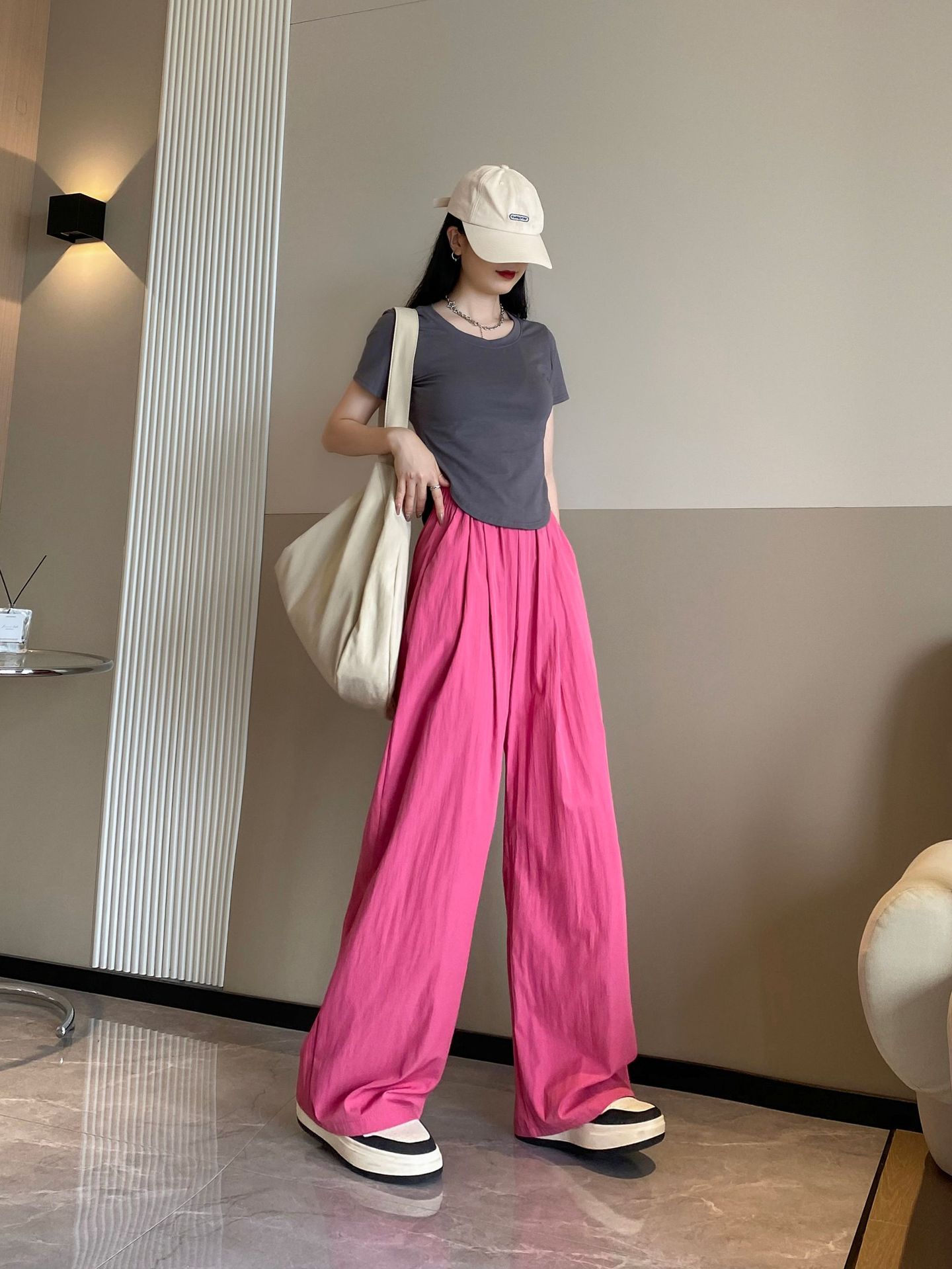 休闲裤女夏季新款高腰裤子显瘦速干大码清凉阔腿裤韩版百搭山本裤详情18